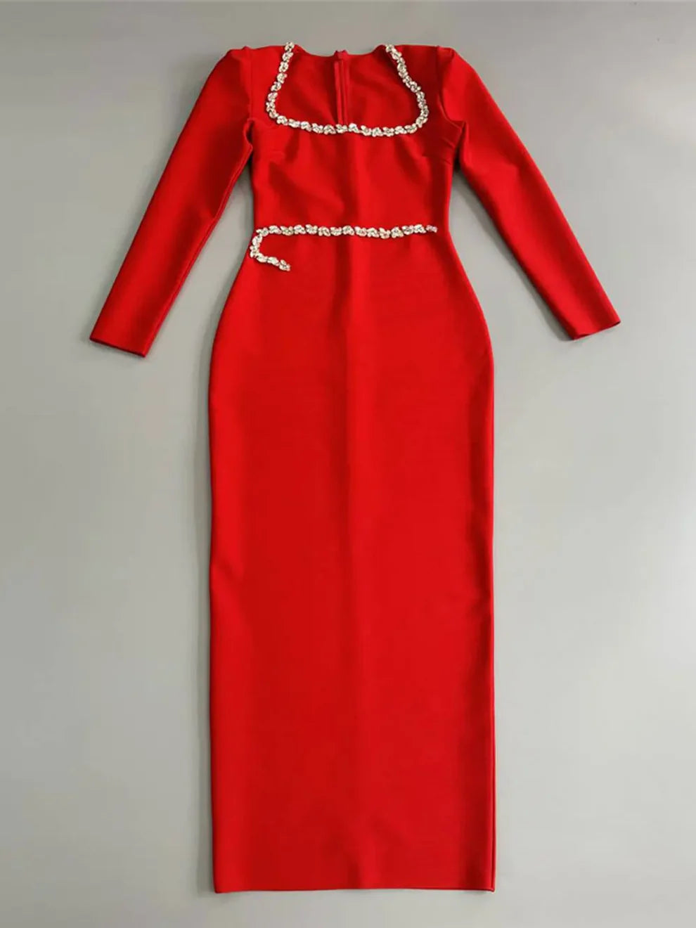 574 Black Pearl-Embellished Sweetheart Cold-Shoulder Bandage Gown