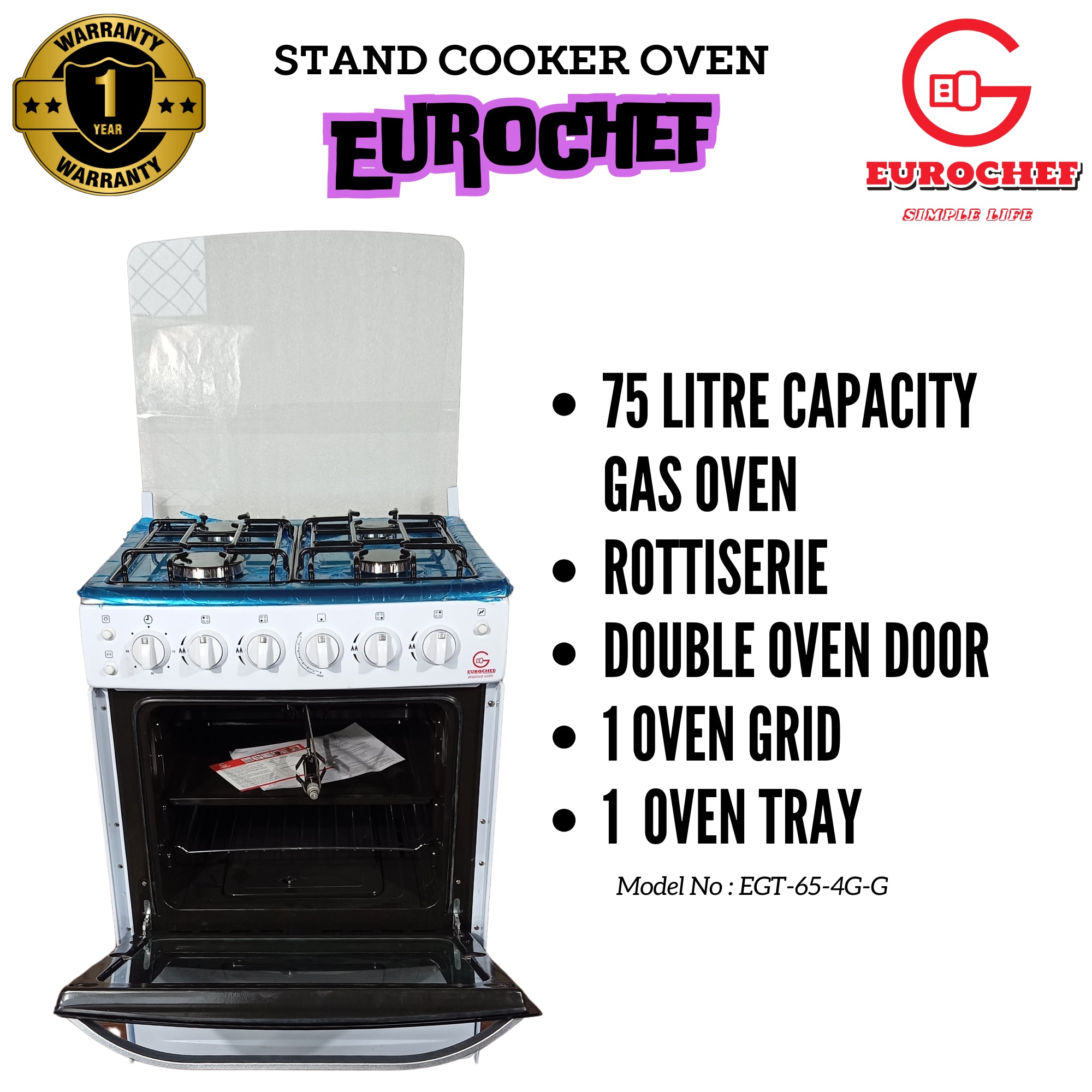 Eurochef 65*65 4G Stand Cooker
