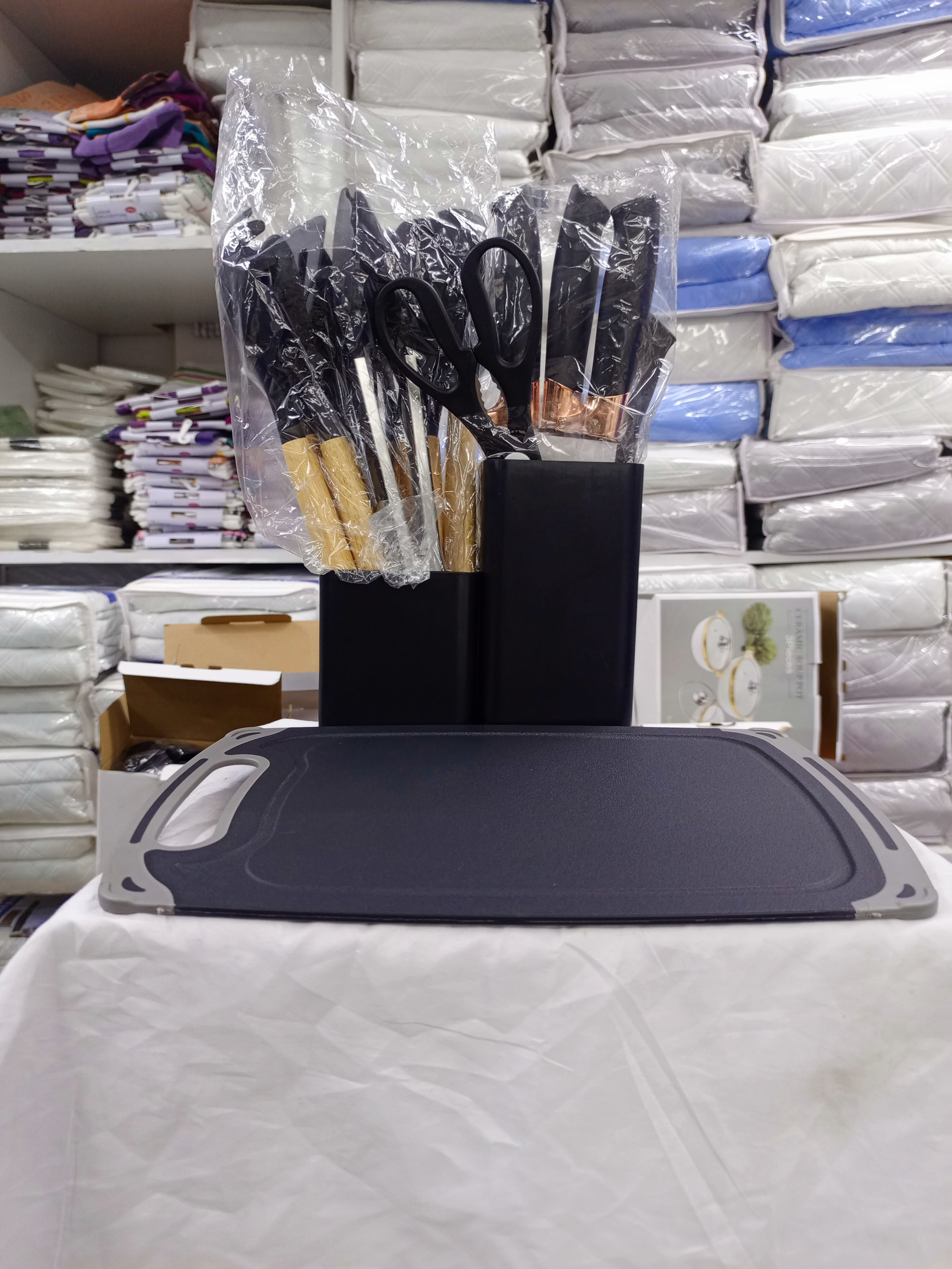 Silicone Kitchen Utensil Set with Wood Handles & Cutting Board