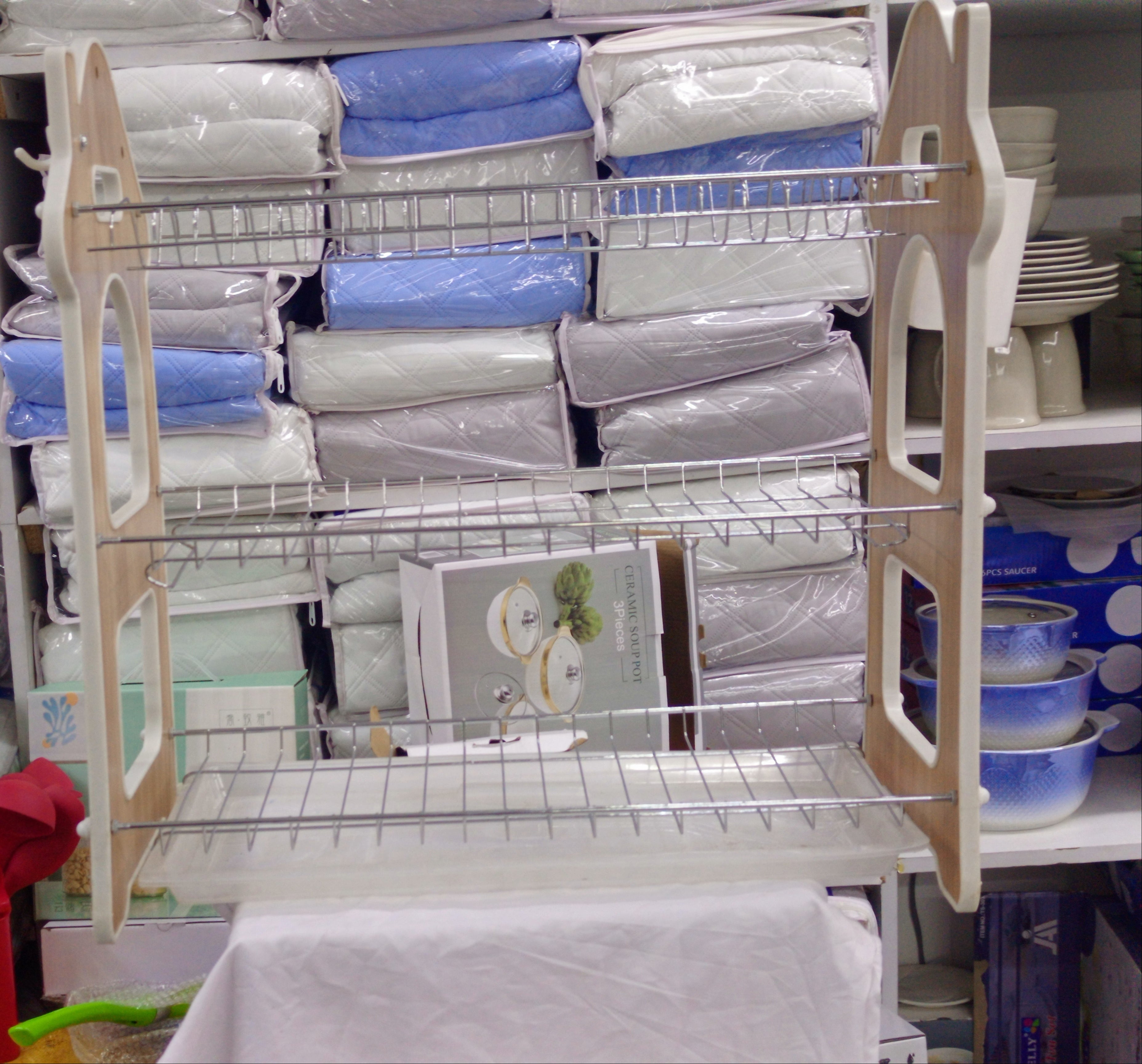 3-Tier Dish Drying Rack with Wooden Frame