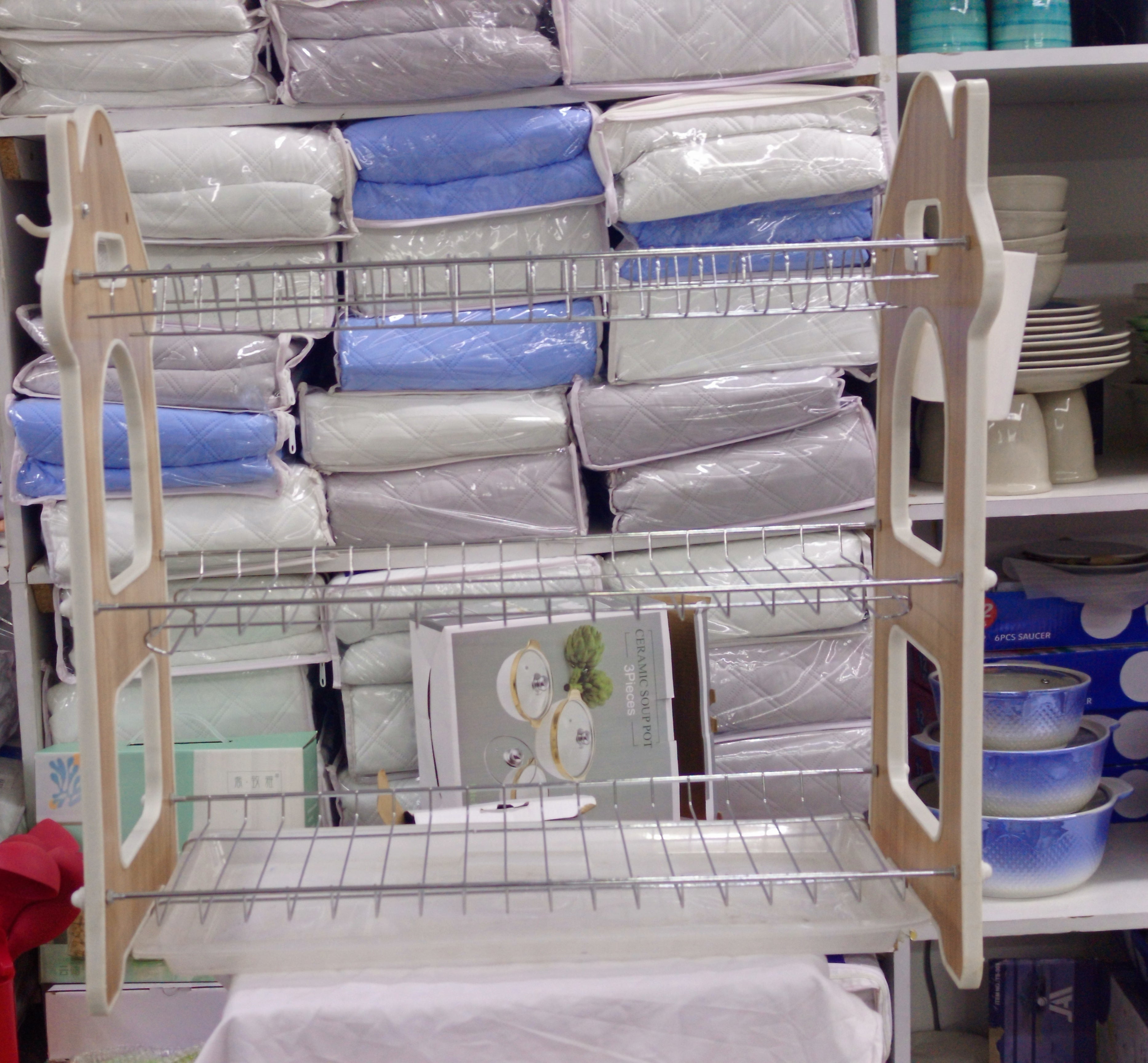 3-Tier Dish Drying Rack with Wooden Frame