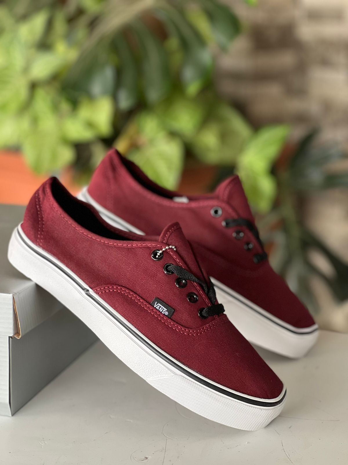 Off the Wall Vans Sneakers - Maroon on White