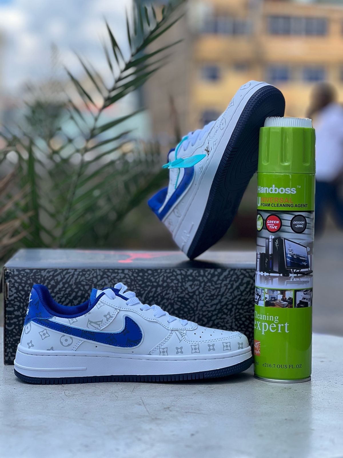 Nike Air Force 1 Low - White, Blue & Louis Vuitton Inspired Accents