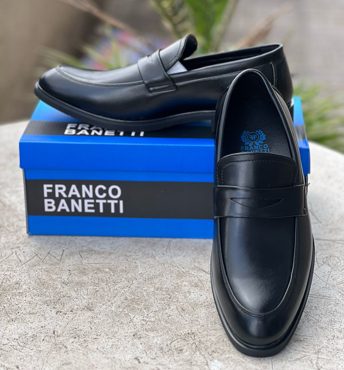 Franco Banetti Classic Leather Loafers for Men - Black