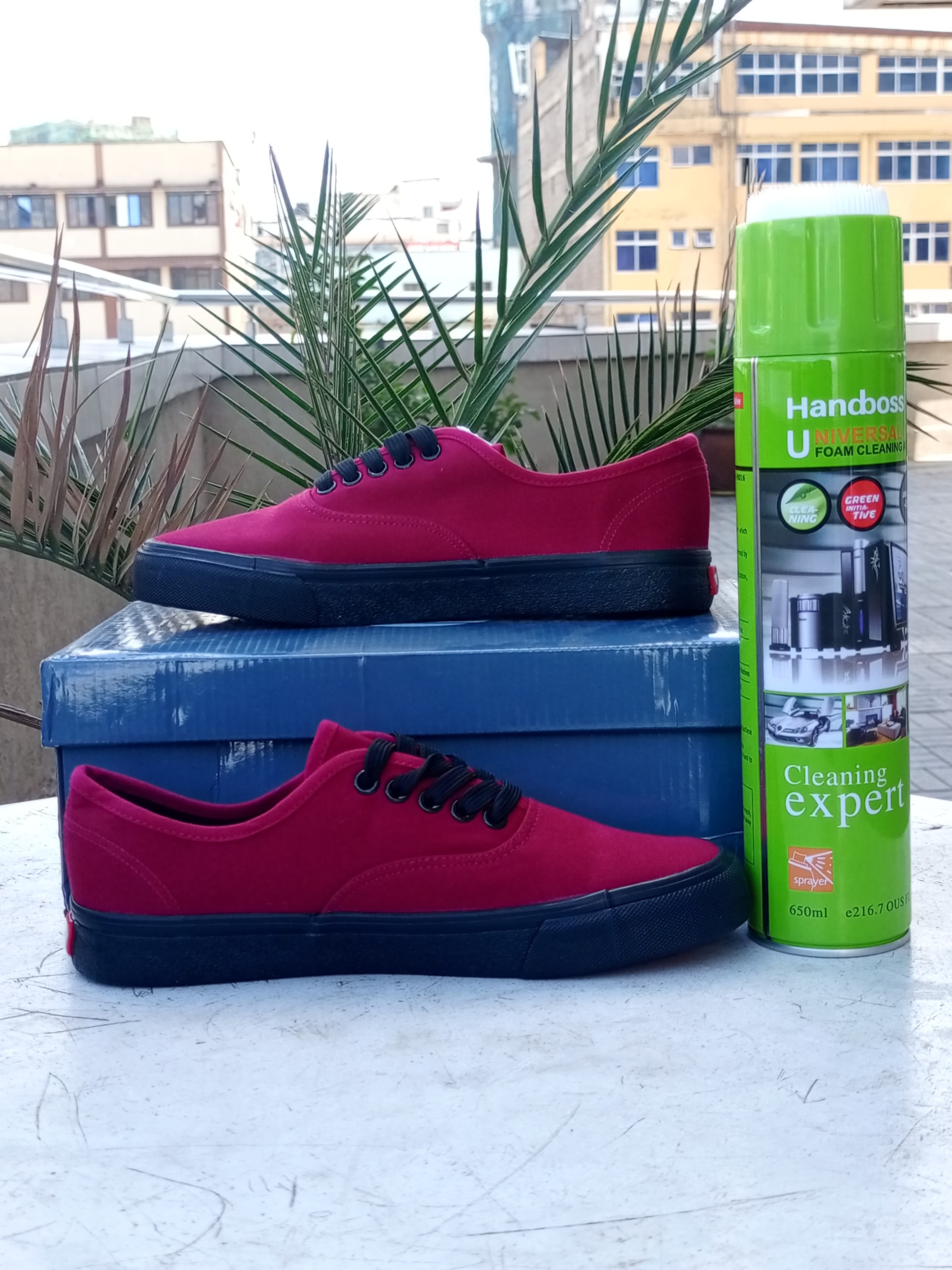 Off the Wall Vans- Maroon on Black