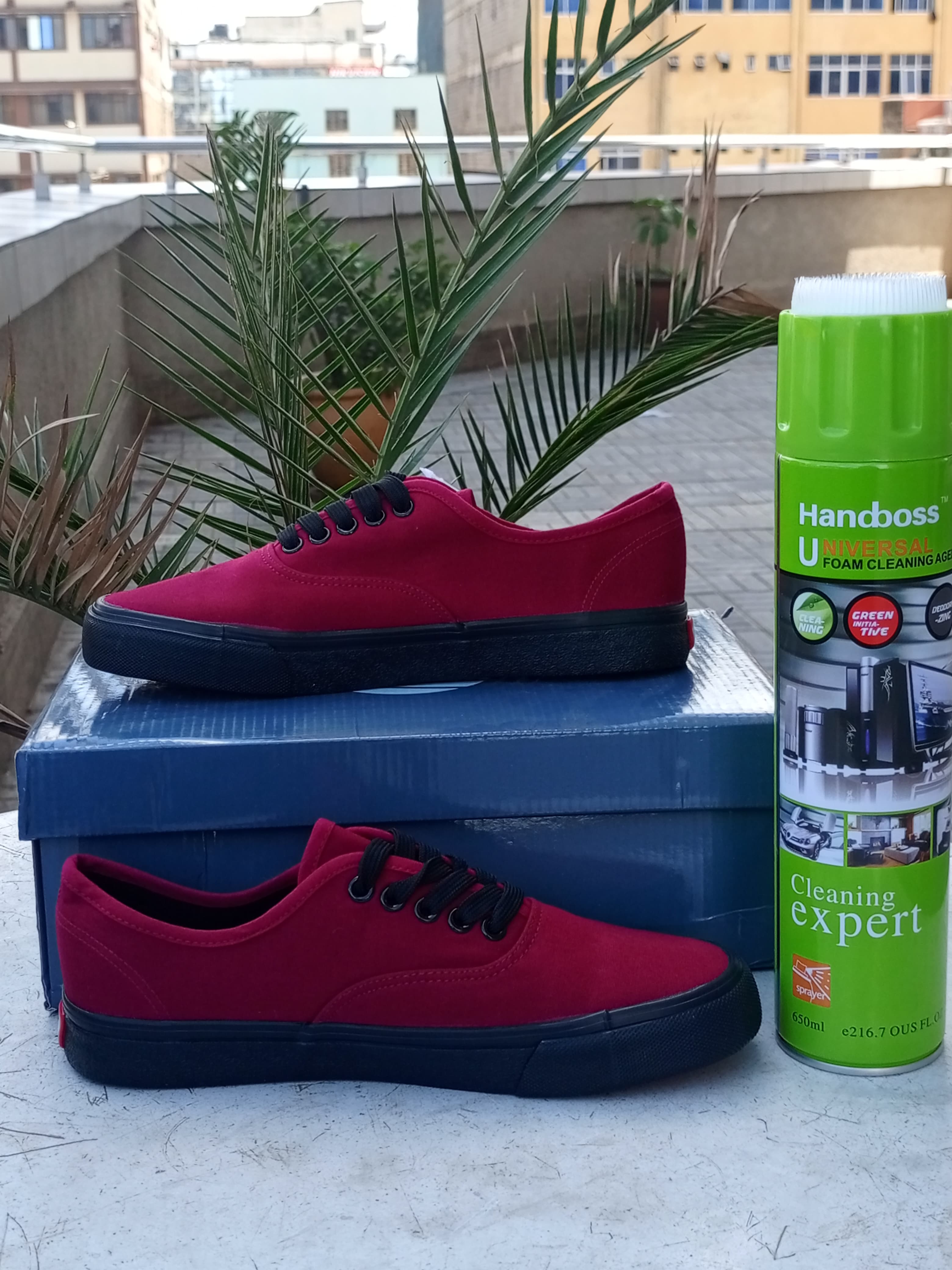 Off the Wall Vans- Maroon on Black