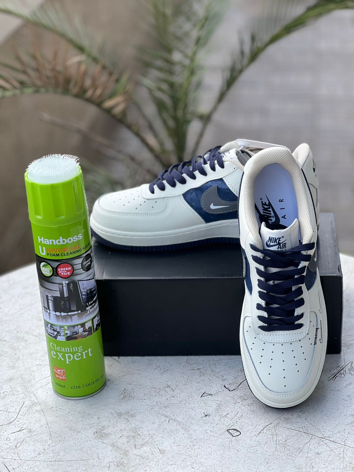 Customized Nike Air Force 1 White & Navy "The North Face" Collaboration