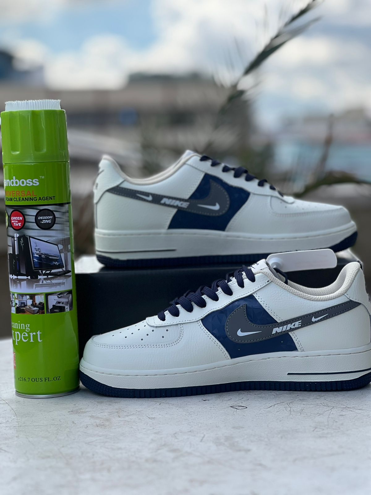 Customized Nike Air Force 1 White & Navy "The North Face" Collaboration