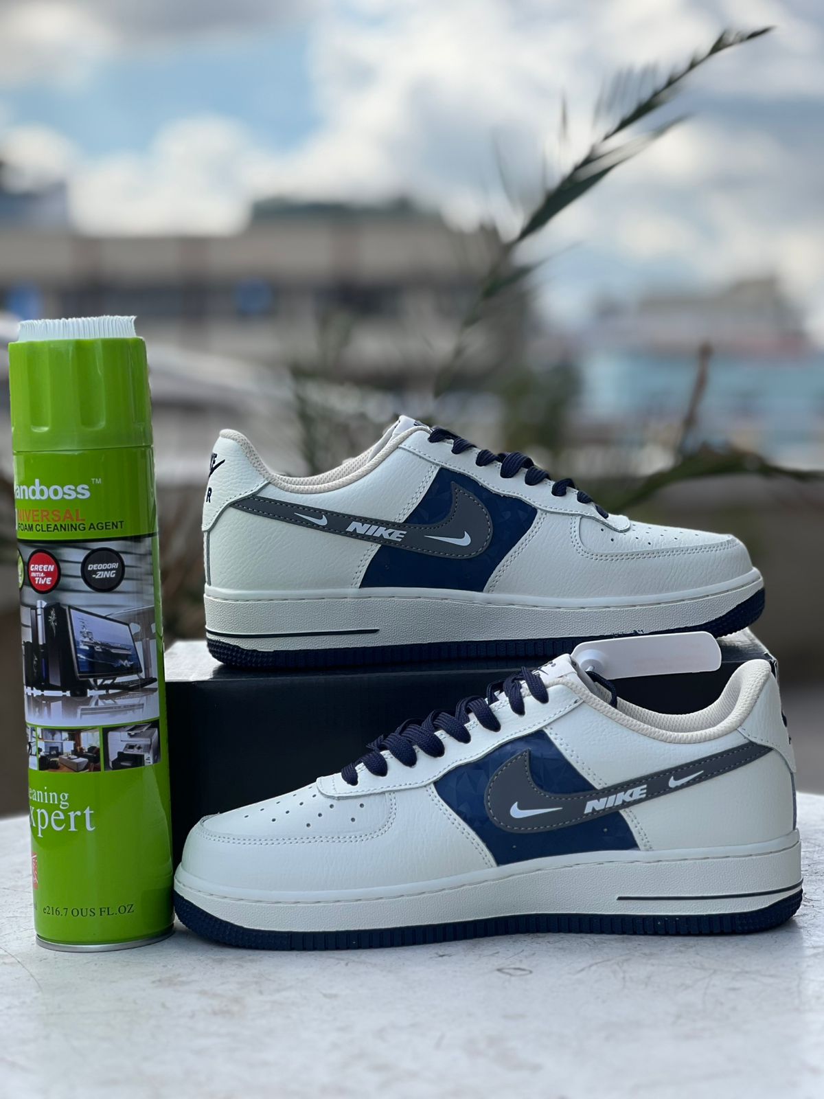 Customized Nike Air Force 1 White & Navy "The North Face" Collaboration