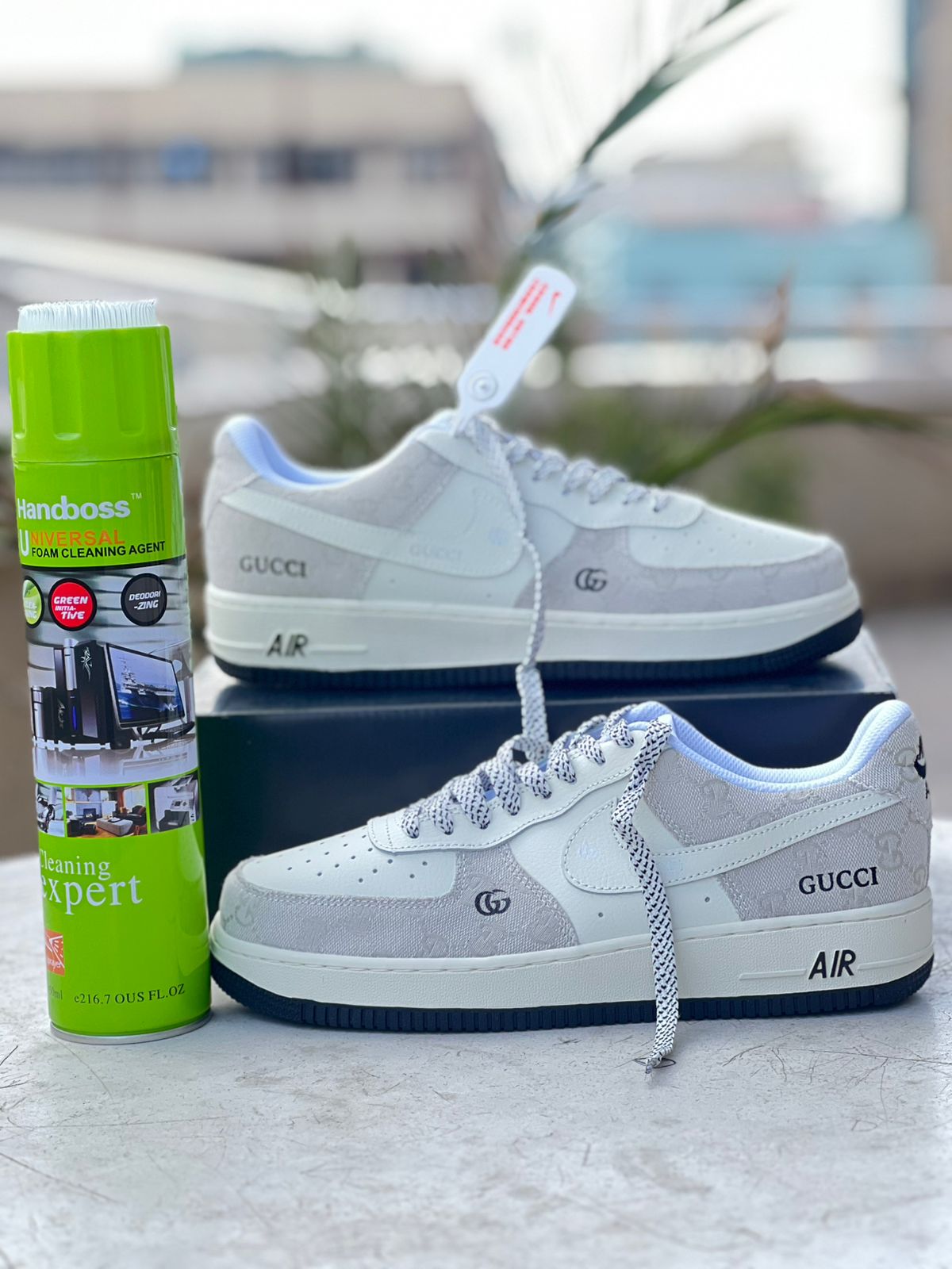 Customized Nike Air Force 1 Low - Off-White & Light Blue Gucci Collab