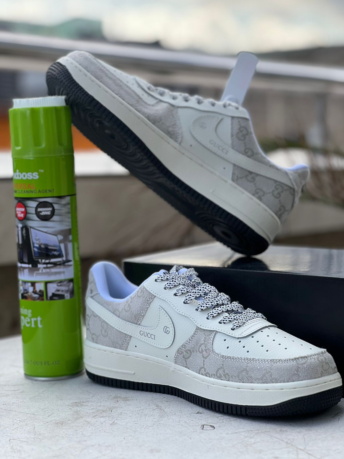 Customized Nike Air Force 1 Low - Off-White & Light Blue Gucci Collab