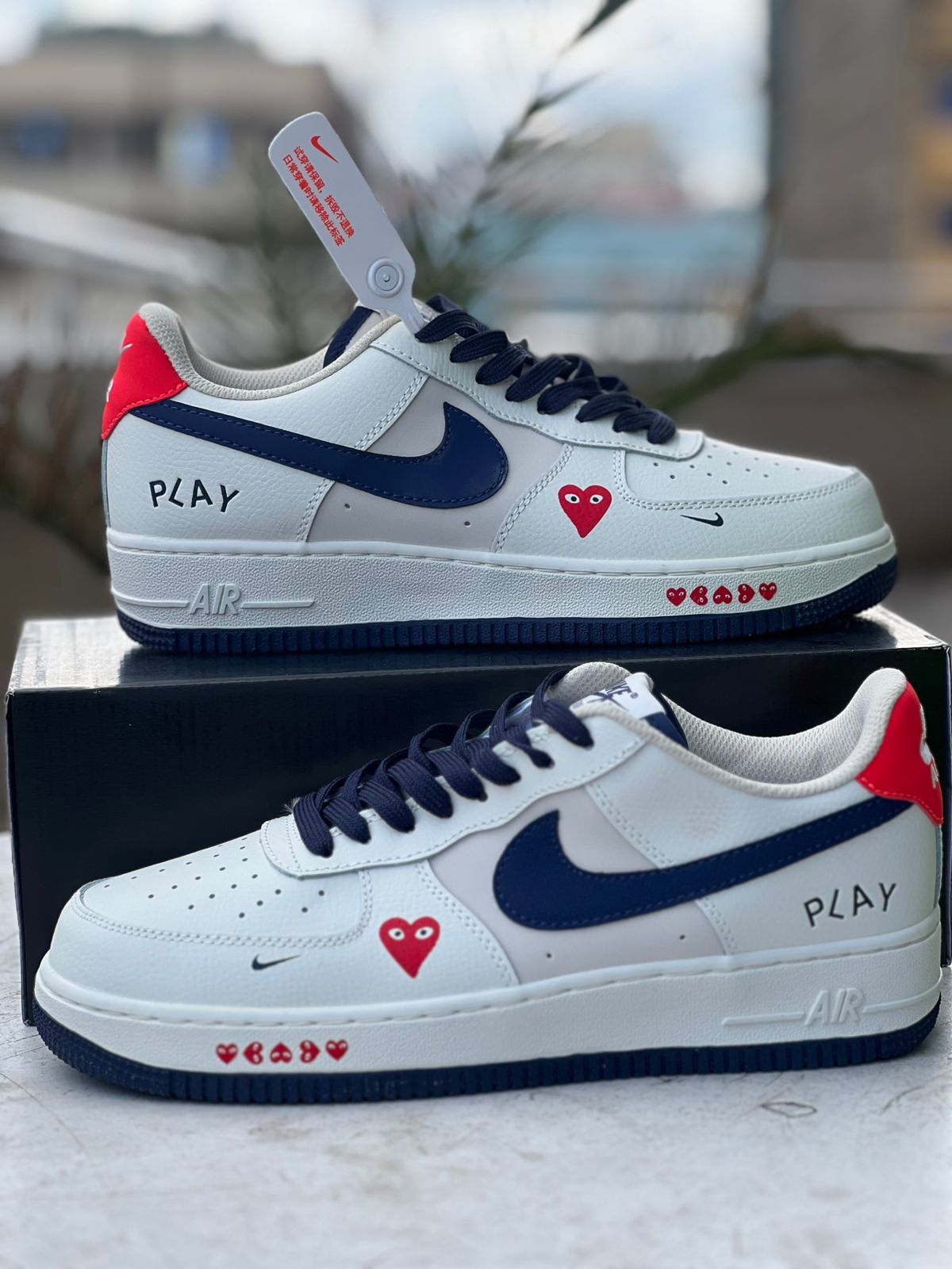 Nike Air Force 1 Low - White & Navy Comme des Garçons PLAY