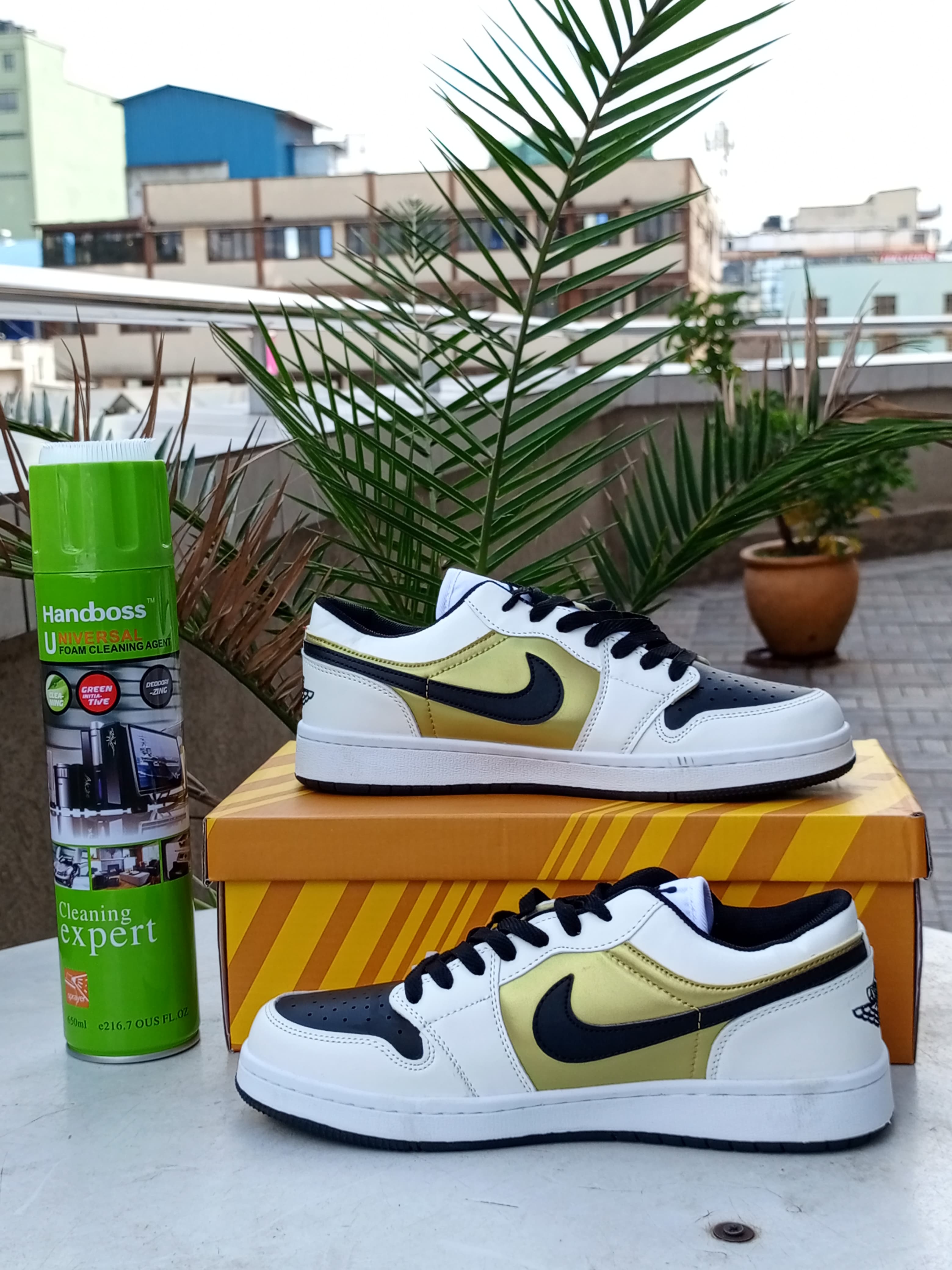 Air Jordan 1 Low  Sneakers - Black, White & Gold