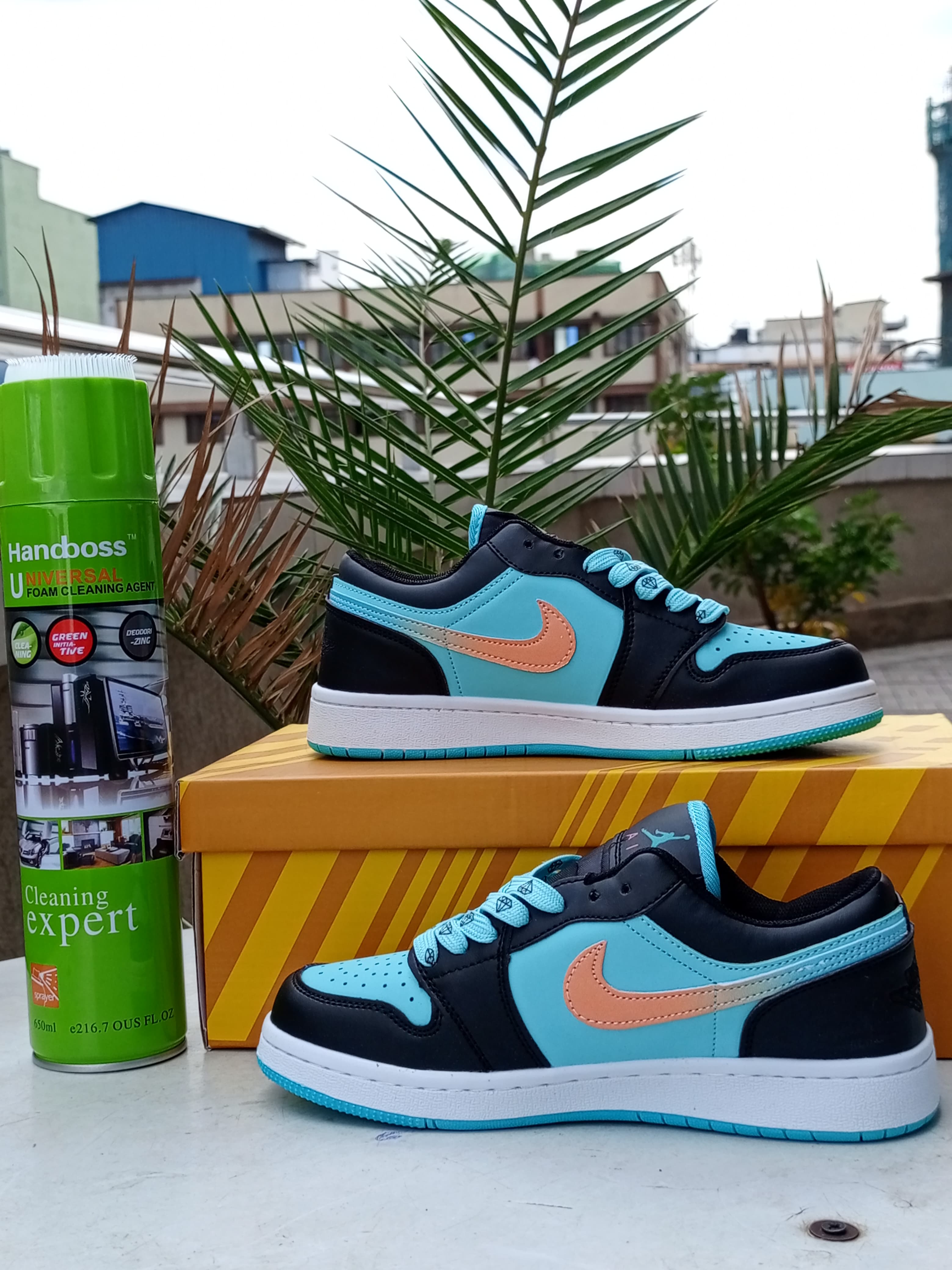 Air Jordan 1 Low Sneakers - Black, Teal & Coral