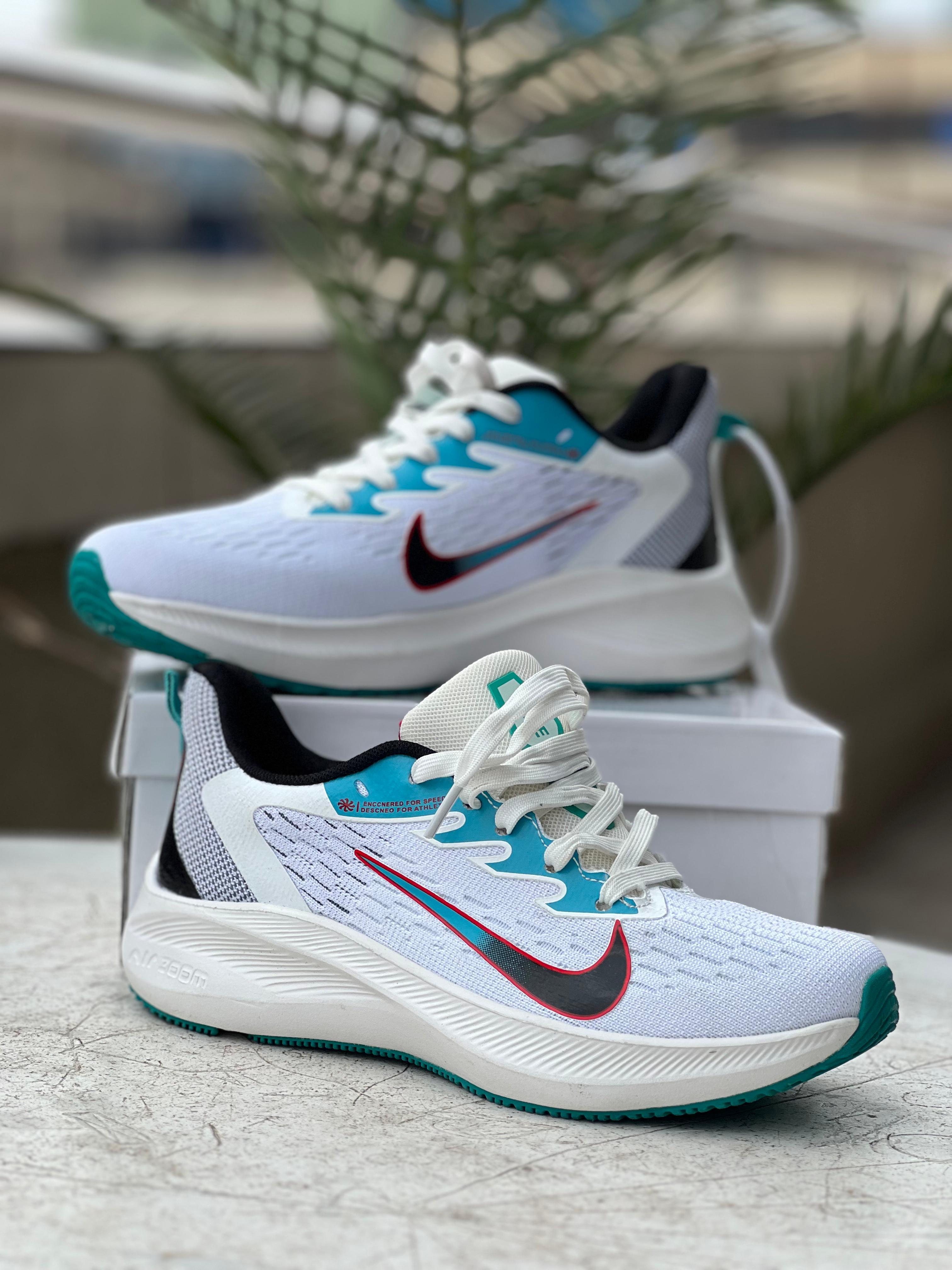 Nike Zoom Running Sneakers - White, Teal & Black