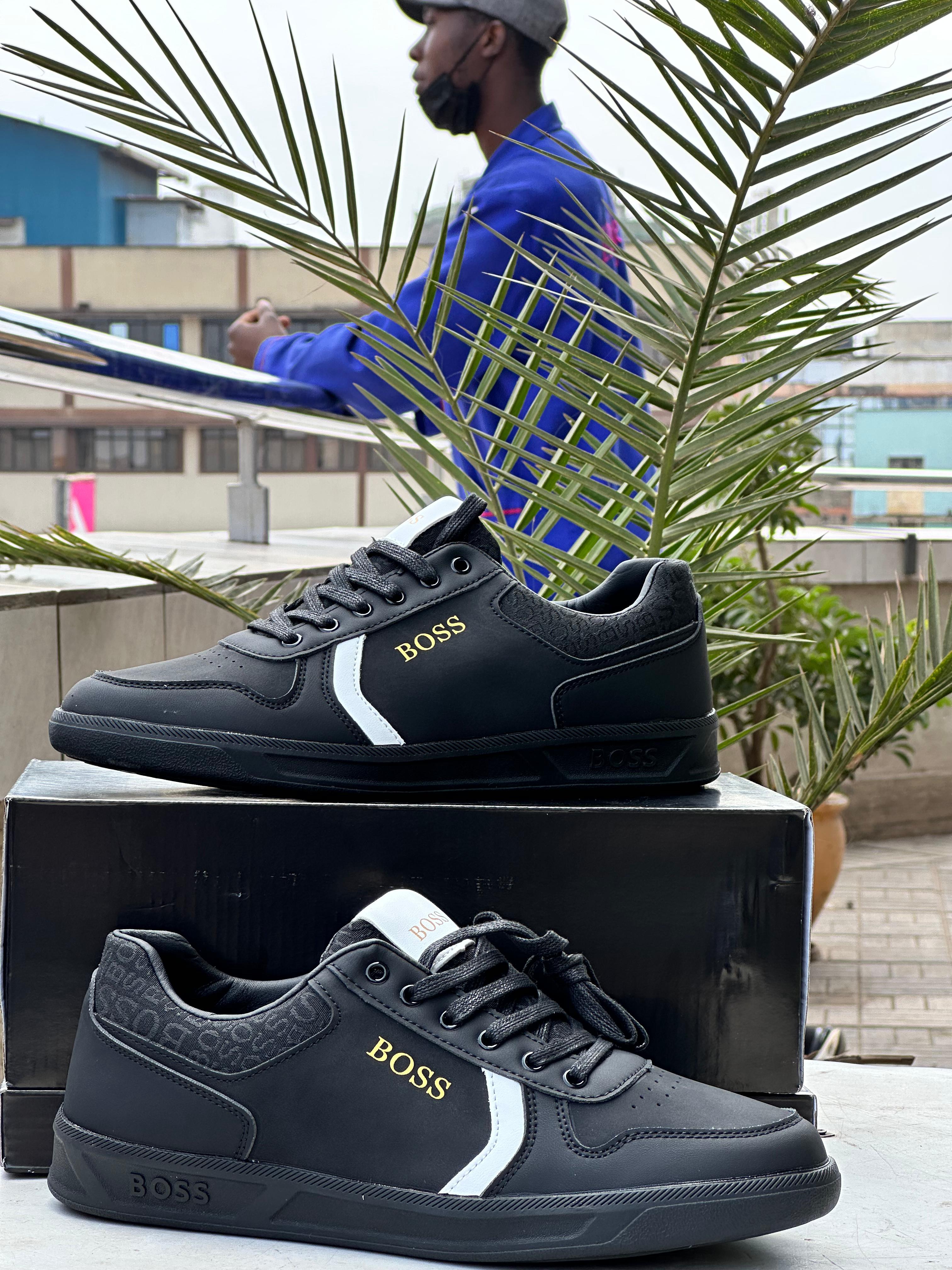 BOSS Casual Sneakers – All Black with White Accent