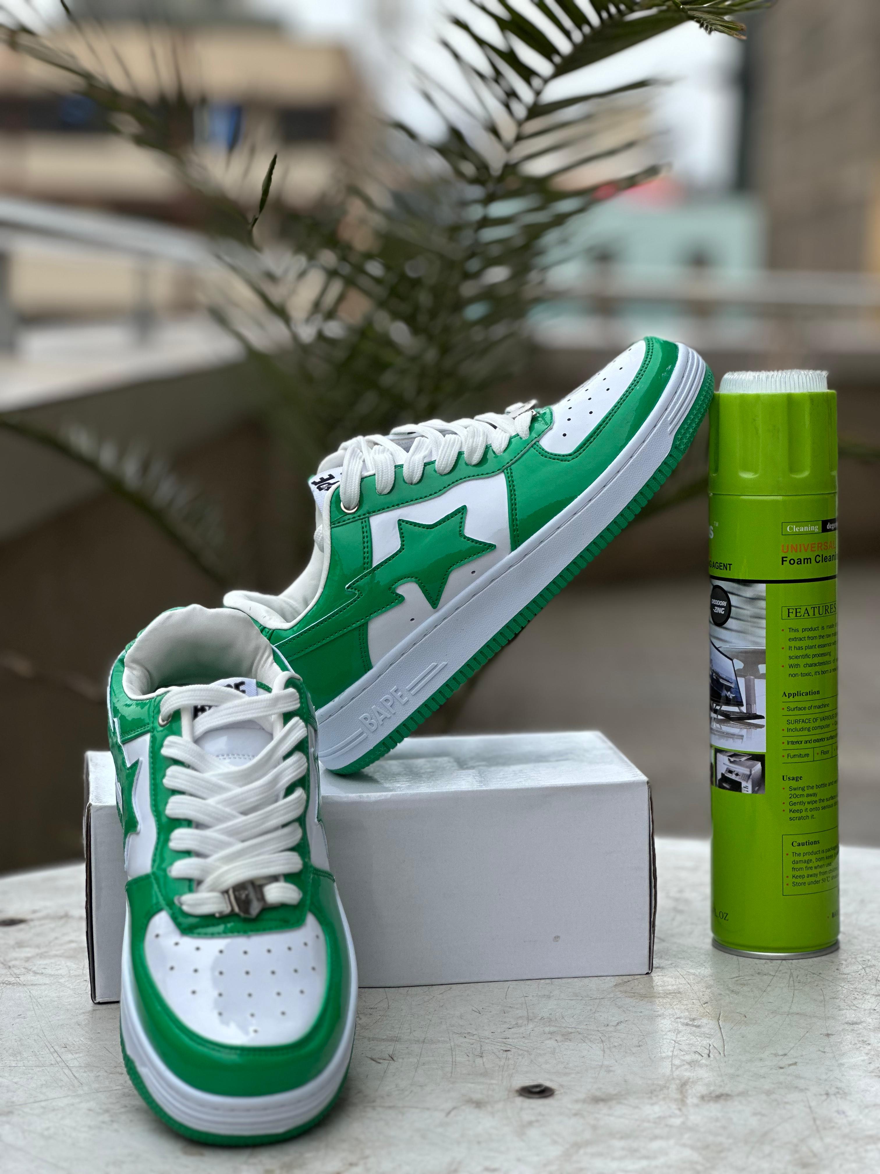 BAPE STA Green Patent Leather