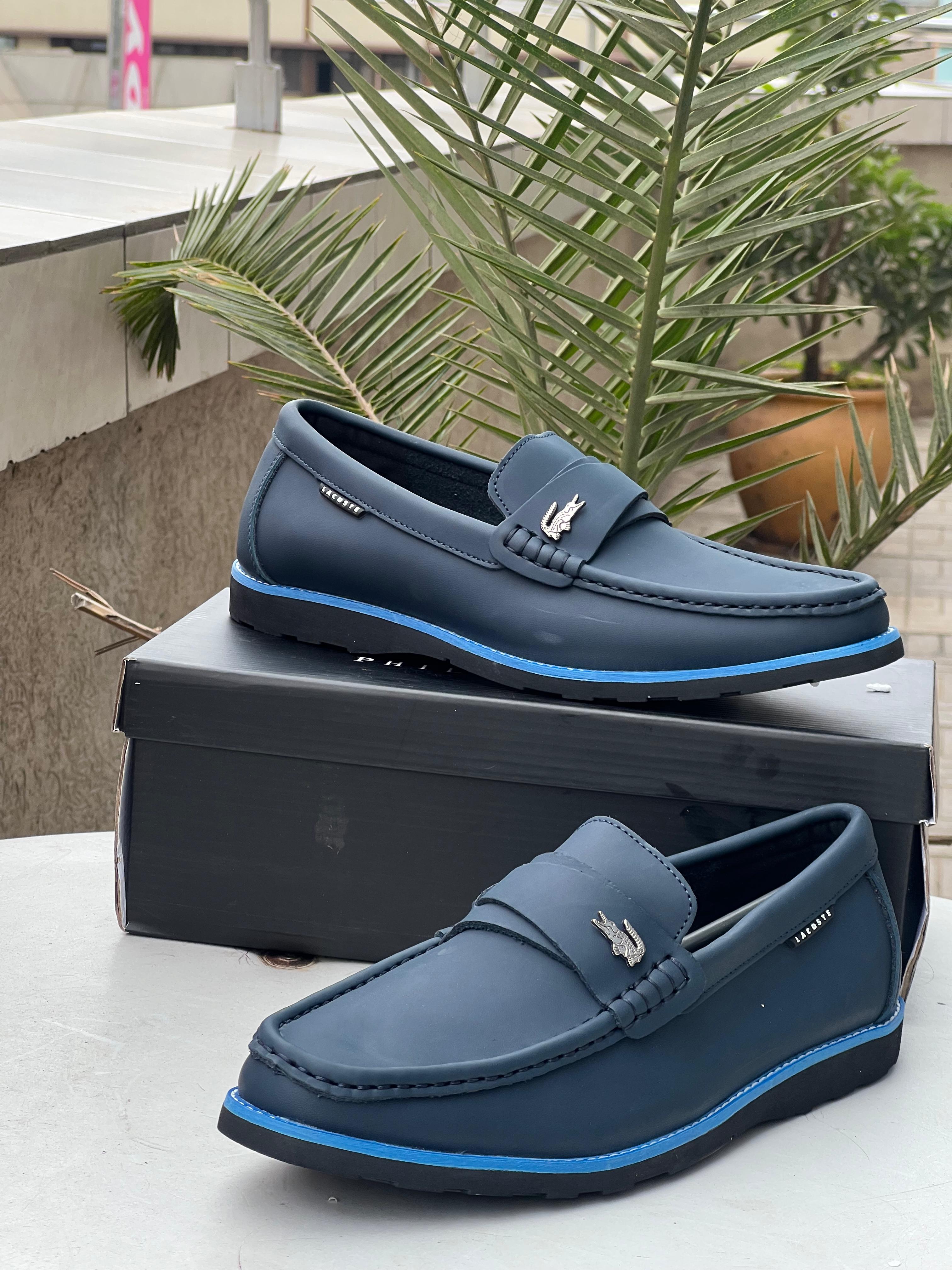 Lacoste Men’s Loafers – Classic Navy Blue with Signature Detailing