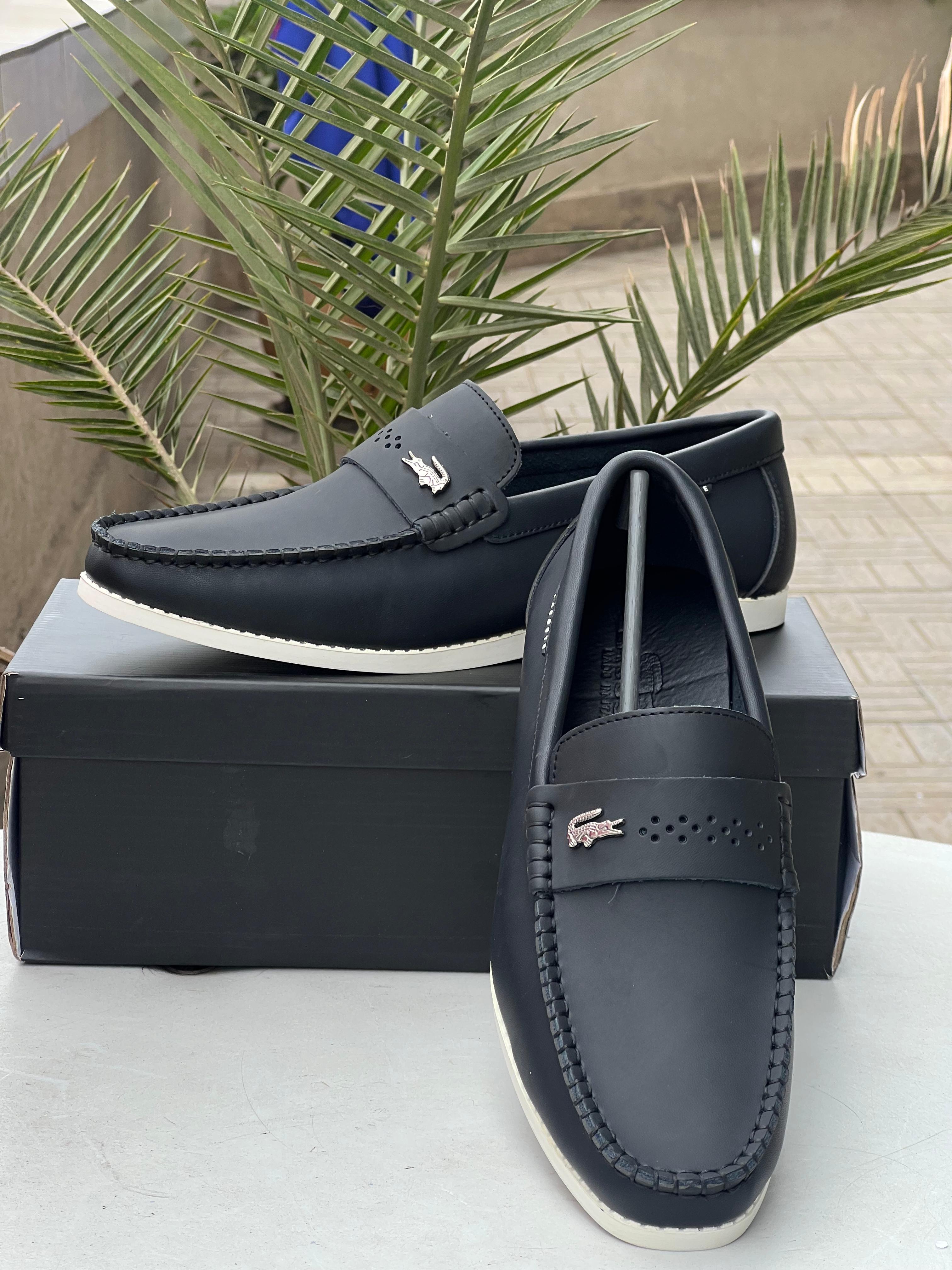 Lacoste Men’s Loafers – Black with White Sole