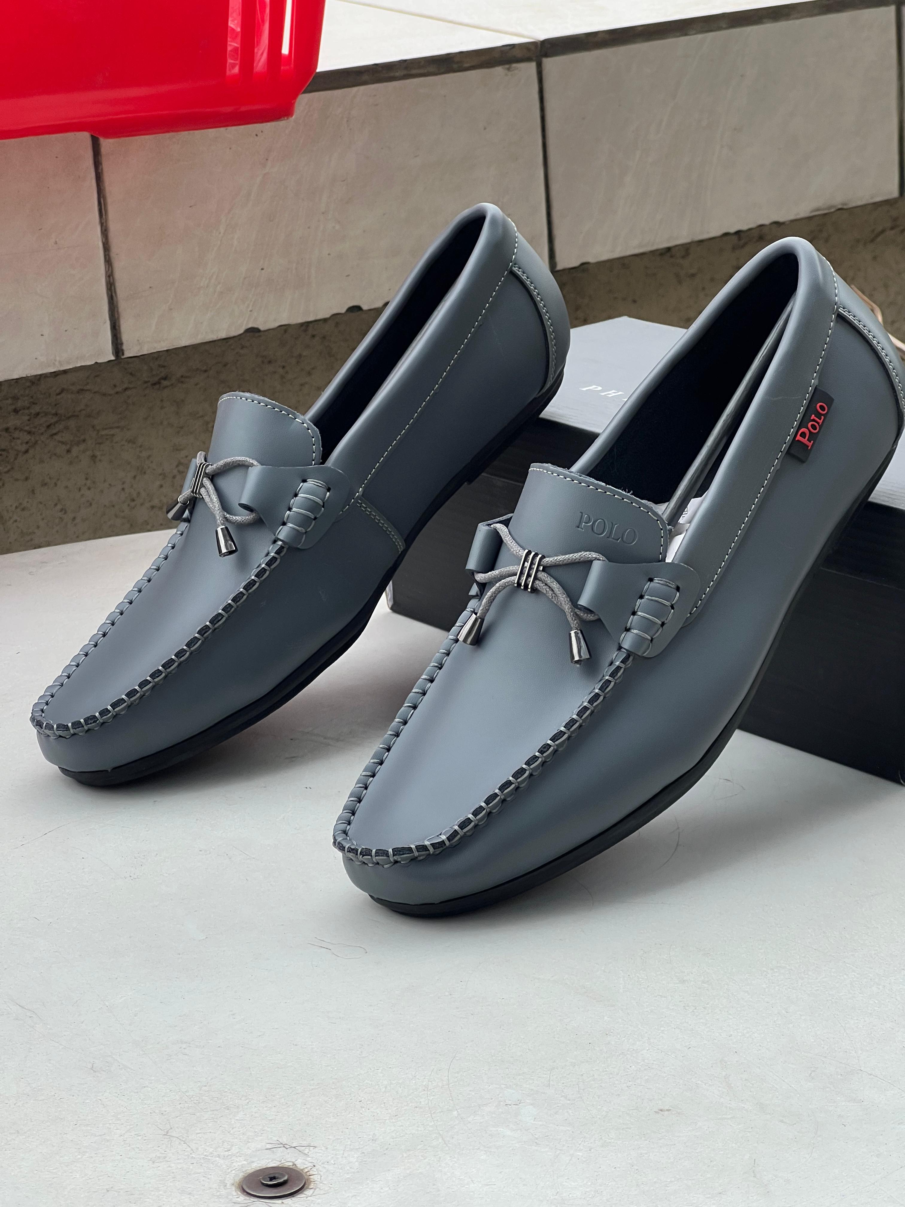 Men’s Polo  Loafers – Grey with Tassel Detailing