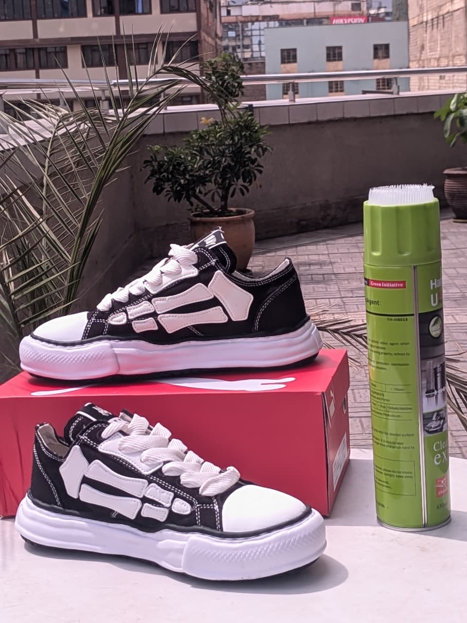 Armani Skeleton Sneakers- Black White