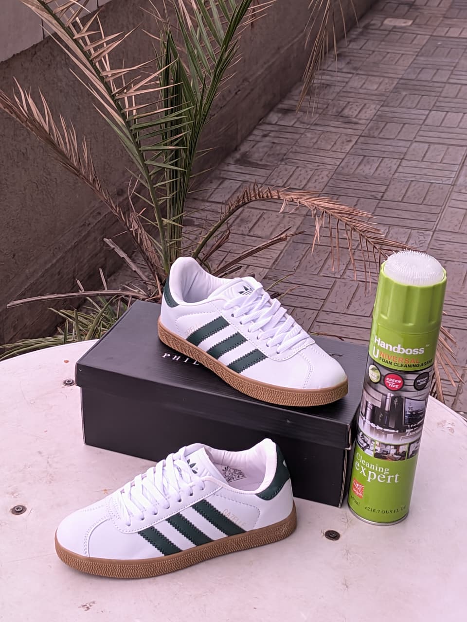 Adidas Gazelle - White Green Stripes
