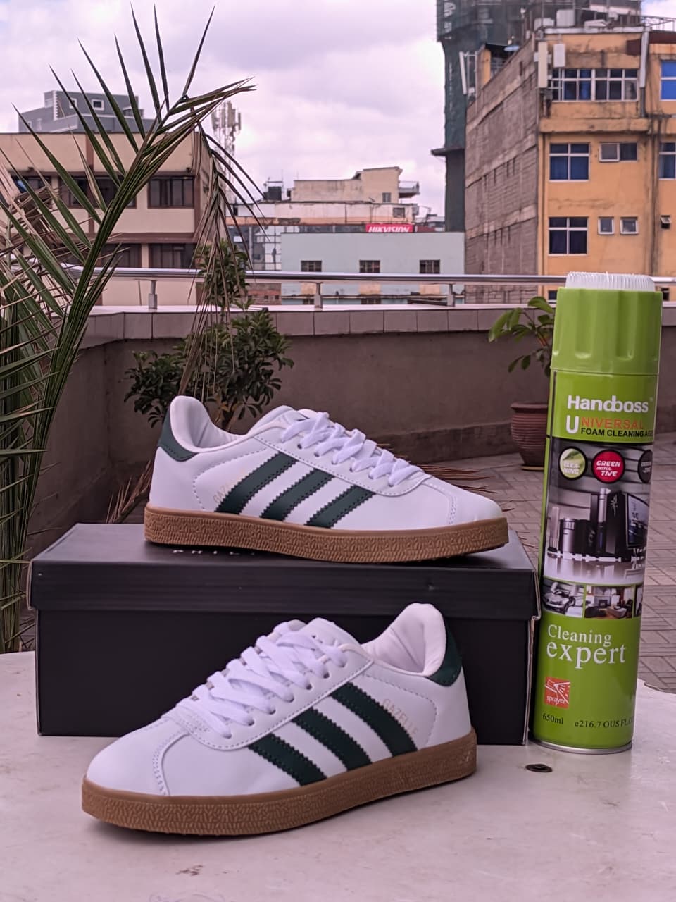 Adidas Gazelle - White Green Stripes