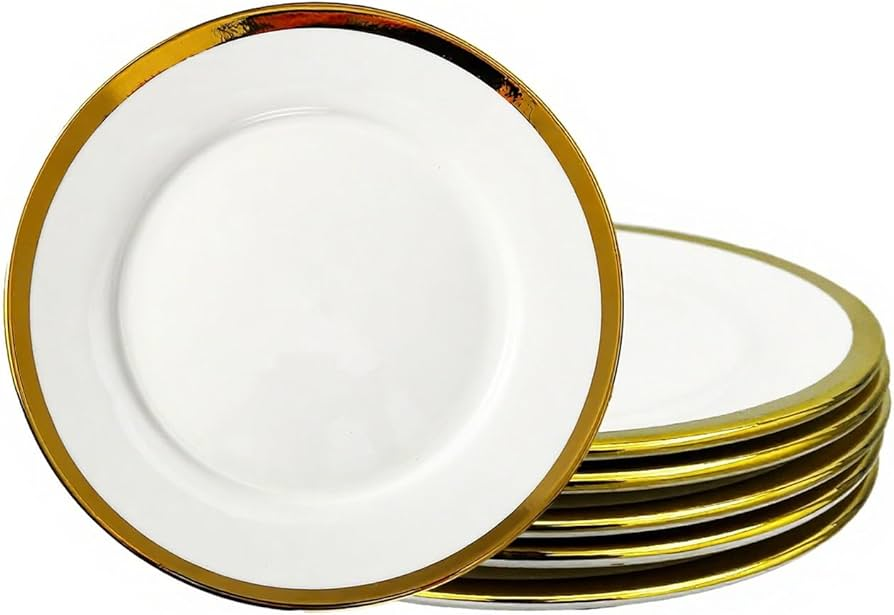 9-Inch Gold Edge Flat Plate Set (6pcs)