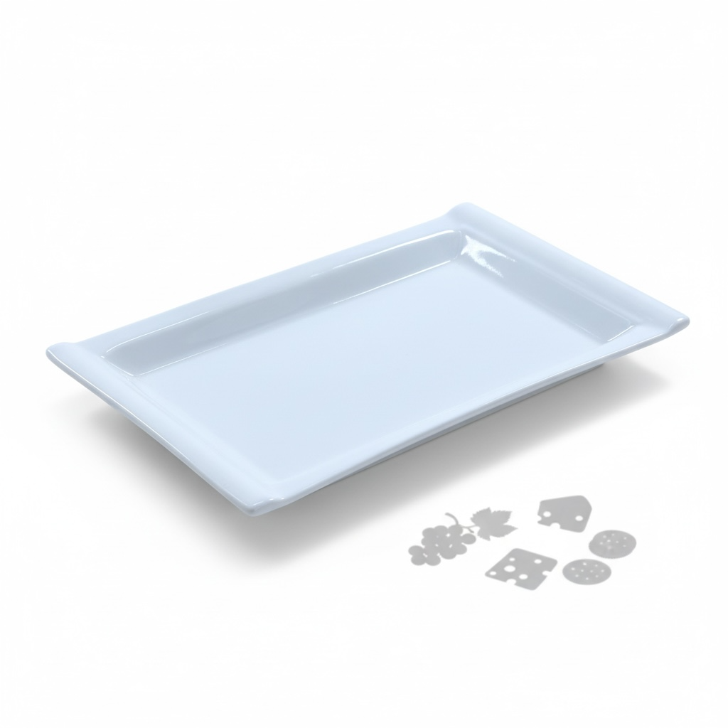 Ceramic Riser Tray Rectangle White Rectangular Ceramic Serving Tray Multi Purpose Platter | Hii ...