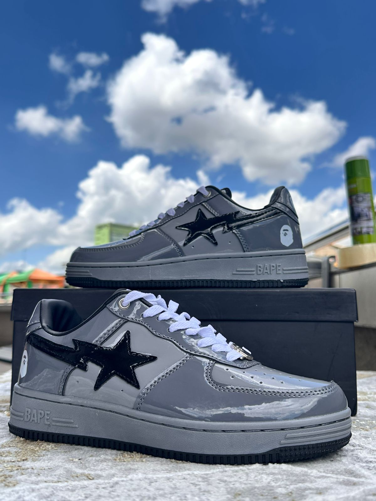 BAPE Star Grey Sneakers Glossy Streetwear Kenya | Hii Style by Shiquo