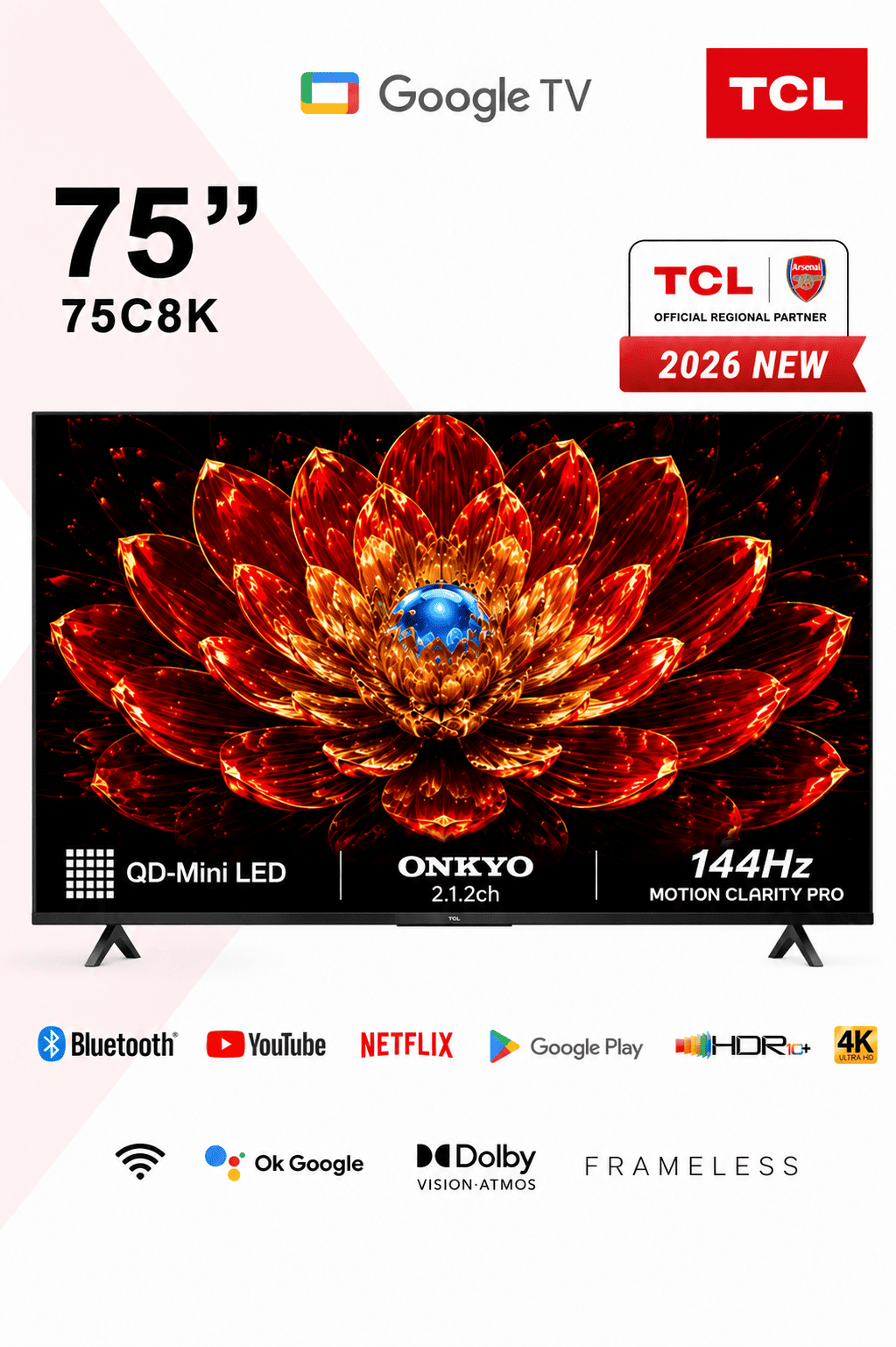 TCL 75C8K 75-Inch QD Mini LED 4K Google TV