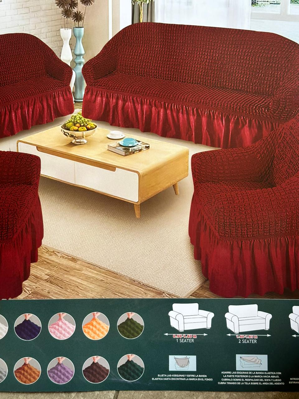 Ruffled Skirt 7 Seater Stretch Sofa Covers Set (3+2+1+1)