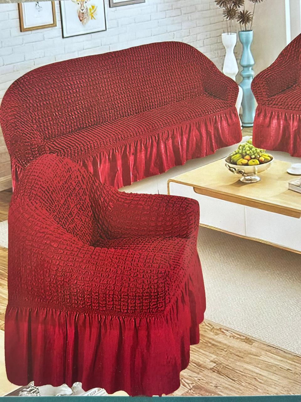 Ruffled Skirt 7 Seater Stretch Sofa Covers Set (3+2+1+1)