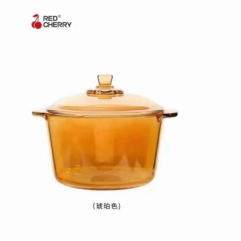 Red Cherry Glass Pot