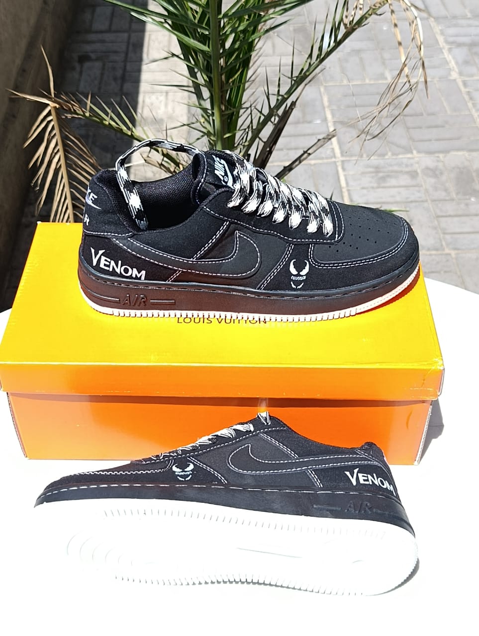 Custom Nike Air Force 1 Low Venom Theme Shoes.