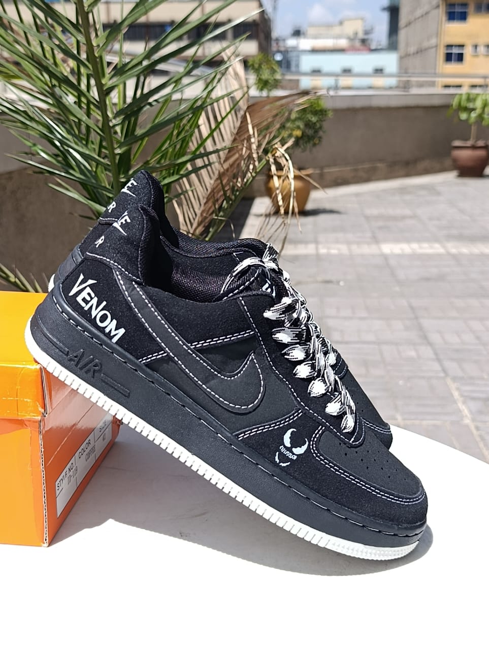 Custom Nike Air Force 1 Low Venom Theme Shoes.