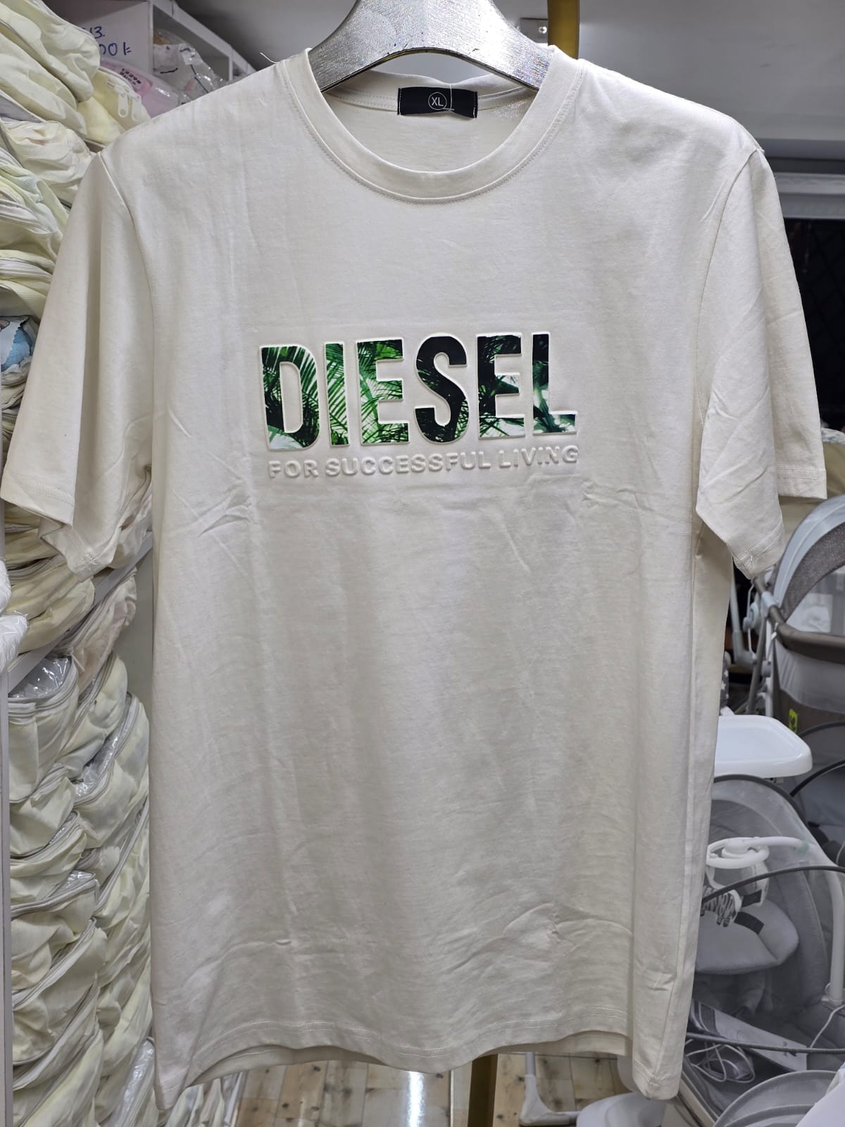 DIESEL Tropical Success Logo T-Shirt - Off-White